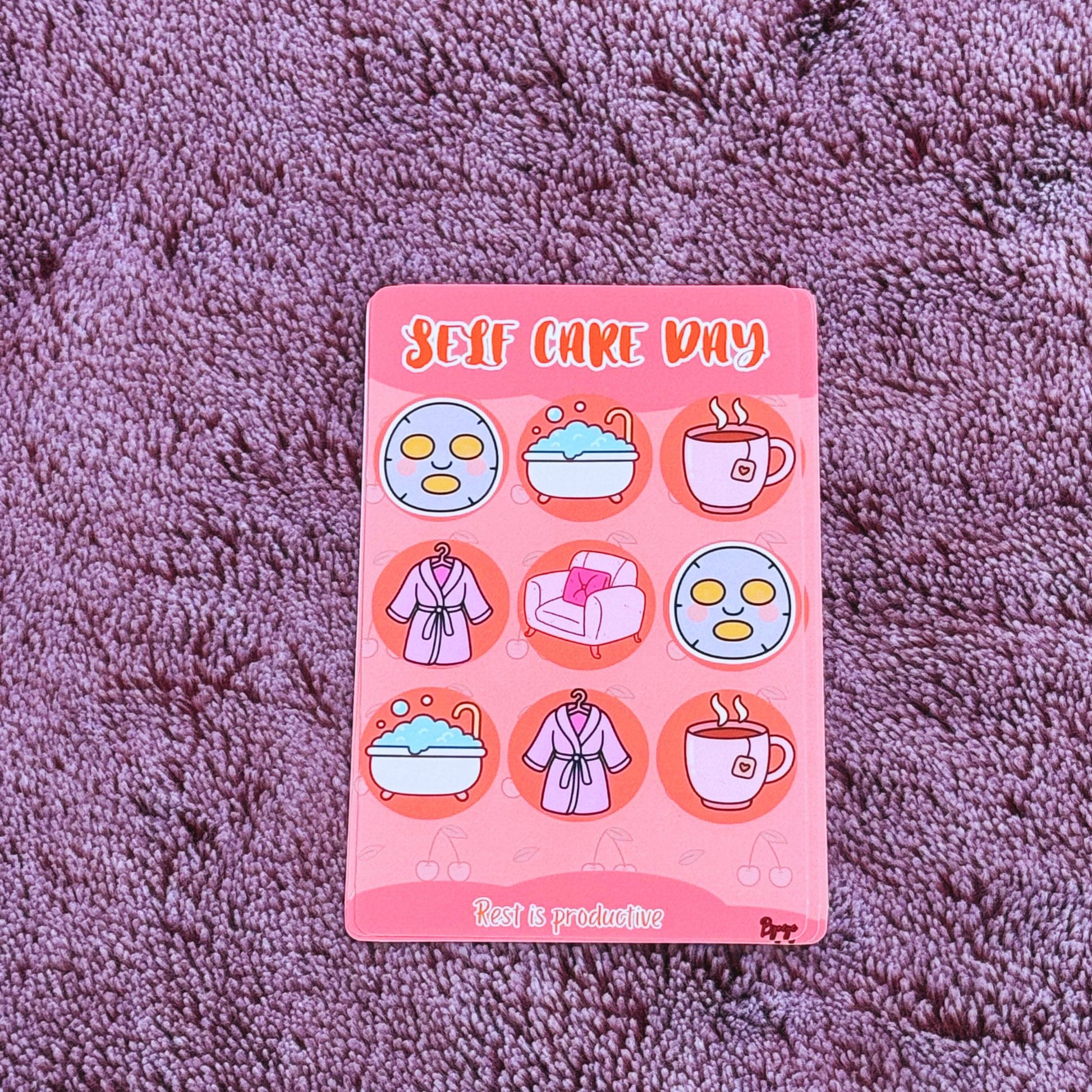 Self Care Day Stickers, journaling and mental wellness planning, 3pcs Set Stickers, Rest and Productivity Stickers, Custom made Stickers